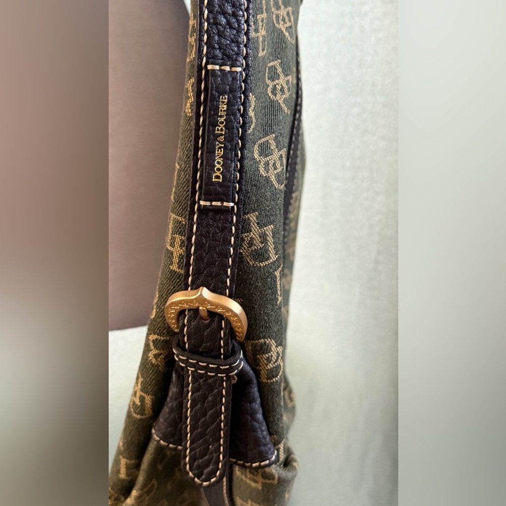 Dooney & Bourke Olive and Dark Brown Tote - Picture 5 of 8